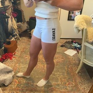 Savage Barbell White Shorts